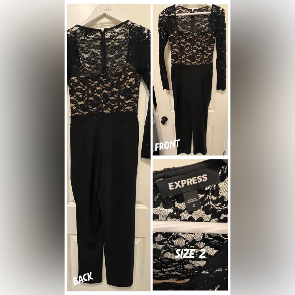 Express Black Lace Detail Jumpsuit